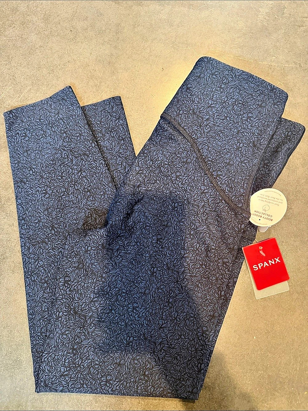 Spanx Booty Boost 7/8 Leggings Abstract Pattern Blue Medium NWT